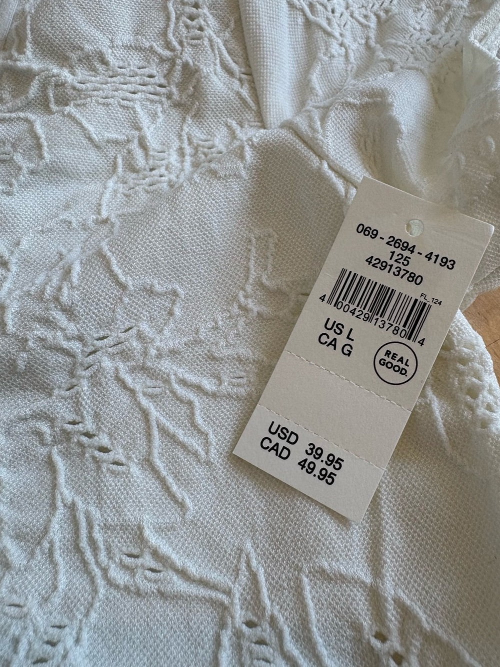 NWT AERIE Seamless Floral Lace Scoop Neck Cropped Tee White Festival Top Size L - Picture 7 of 8